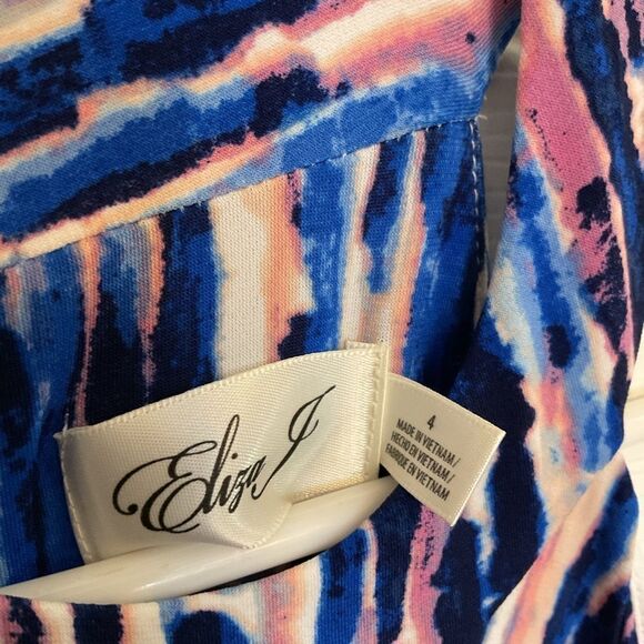 Eliza J Halter Neck Twist Front Blue Printed Maxi Dress Size 4 - Picture 7 of 7